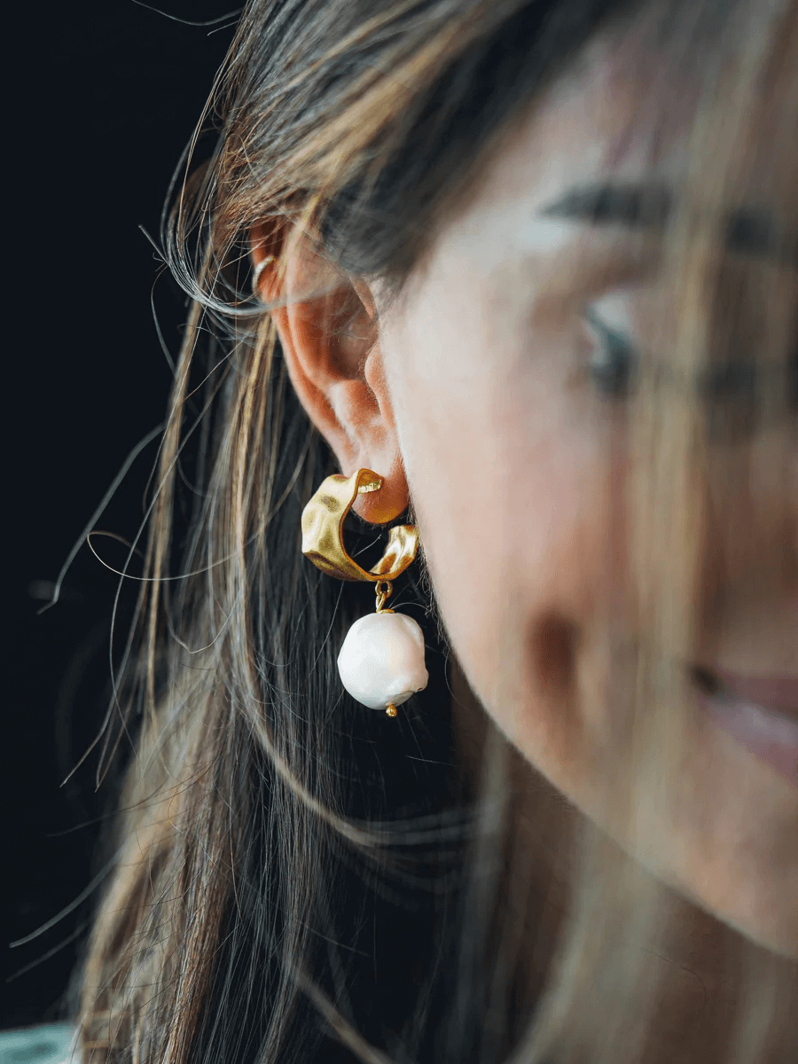 Cora İncili Halka Küpe