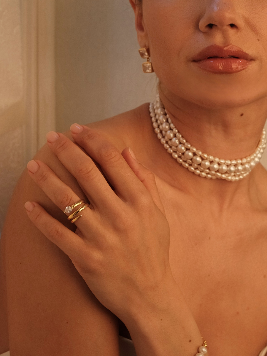 Damla Taşlı Yılan Yüzük