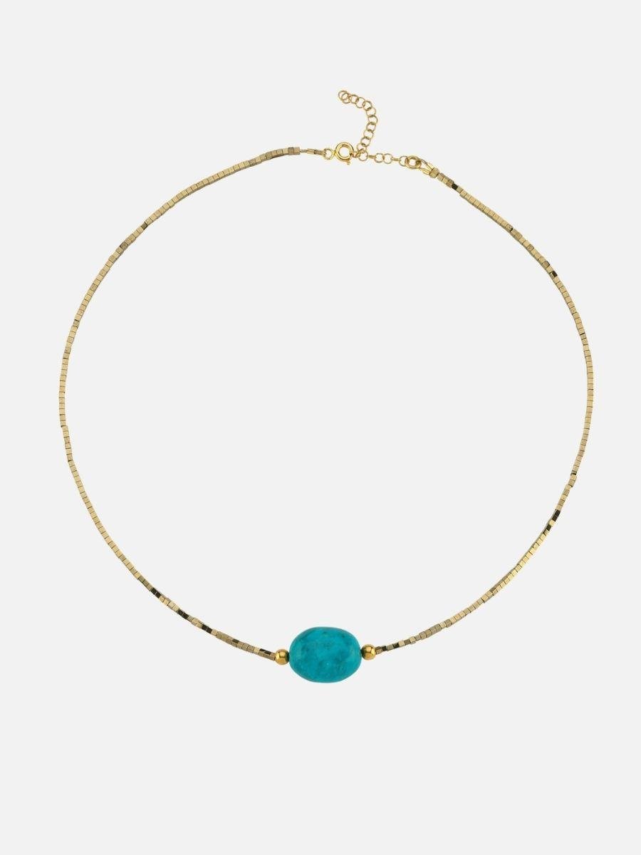 Delphi Turkuaz Taşlı Hematit Kolye