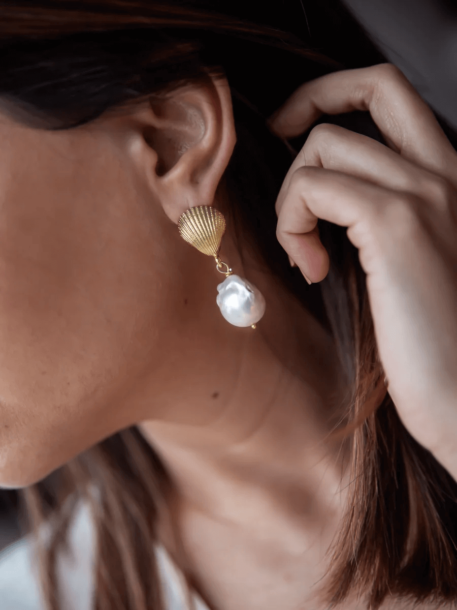 Deniz Kabuğu Barok İnci Küpe