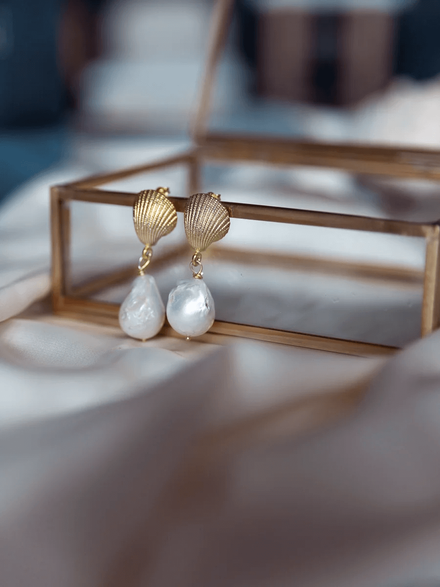 Deniz Kabuğu Barok İnci Küpe