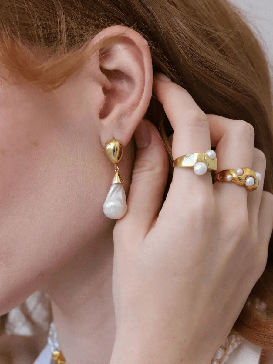 Depi Büyük Barok İnci Küpe