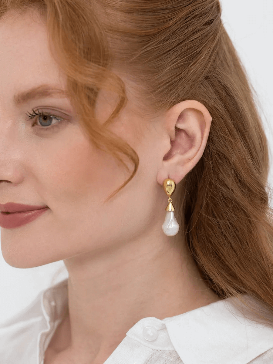 Depi Büyük Barok İnci Küpe