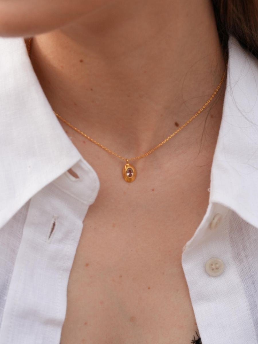 Ella Taşlı Oval Kolye