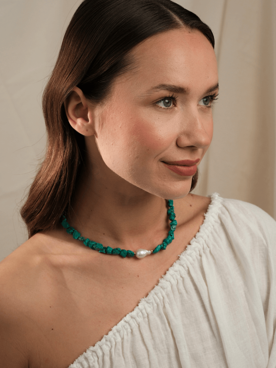 Ephyra Barok İncili Turkuaz Kolye