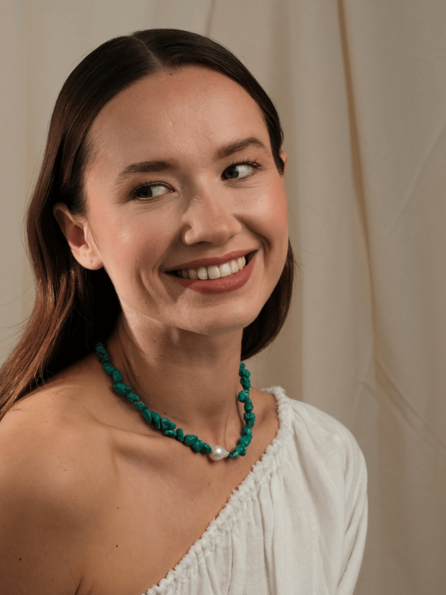 Ephyra Barok İncili Turkuaz Kolye