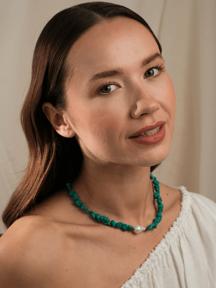 Ephyra Barok İncili Turkuaz Kolye