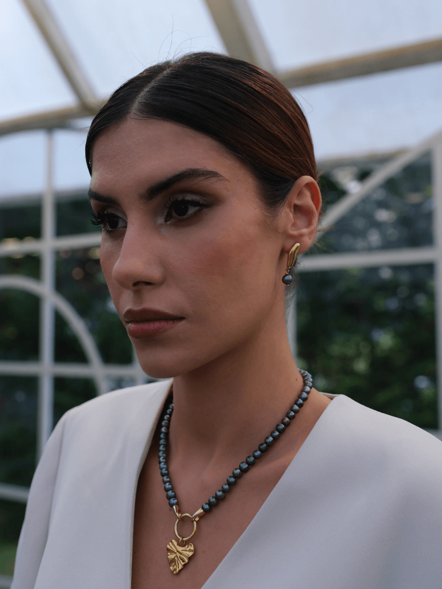 Gera Siyah İncili Sallantılı Küpe