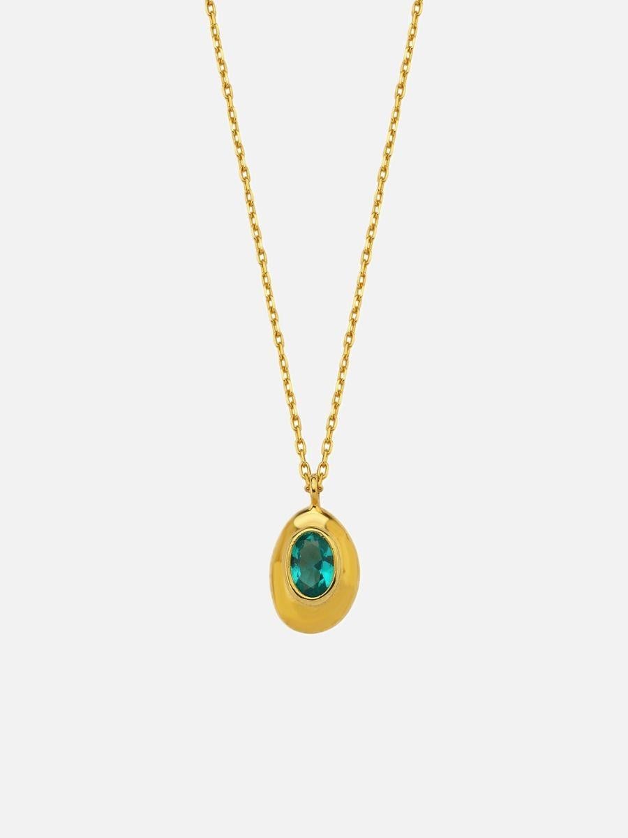 Gold Ella Taşlı Oval Kolye