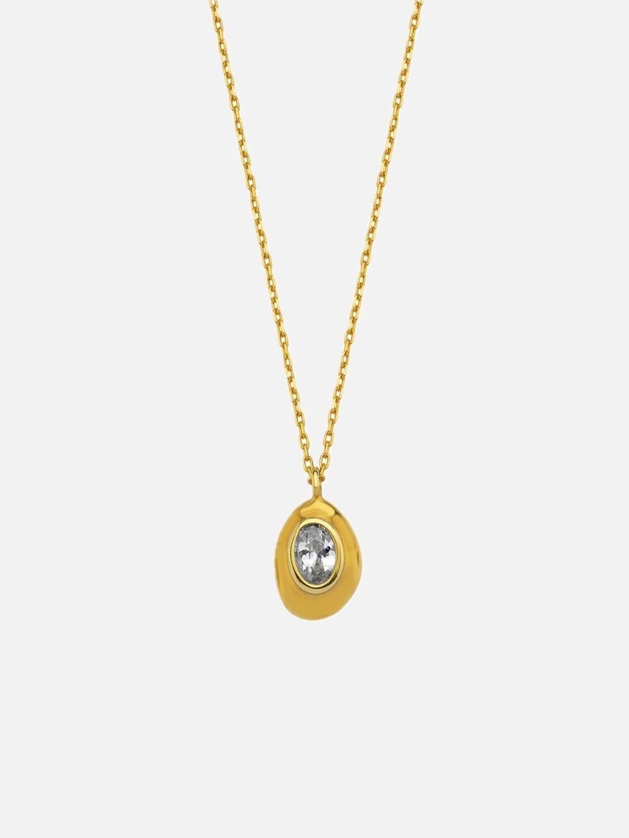 Gold Ella Taşlı Oval Kolye