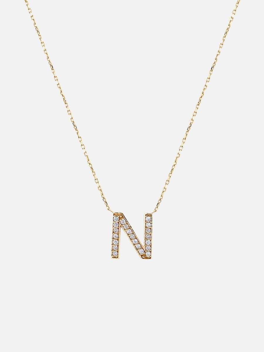 Gold Harfli Pırlantalı Kolye