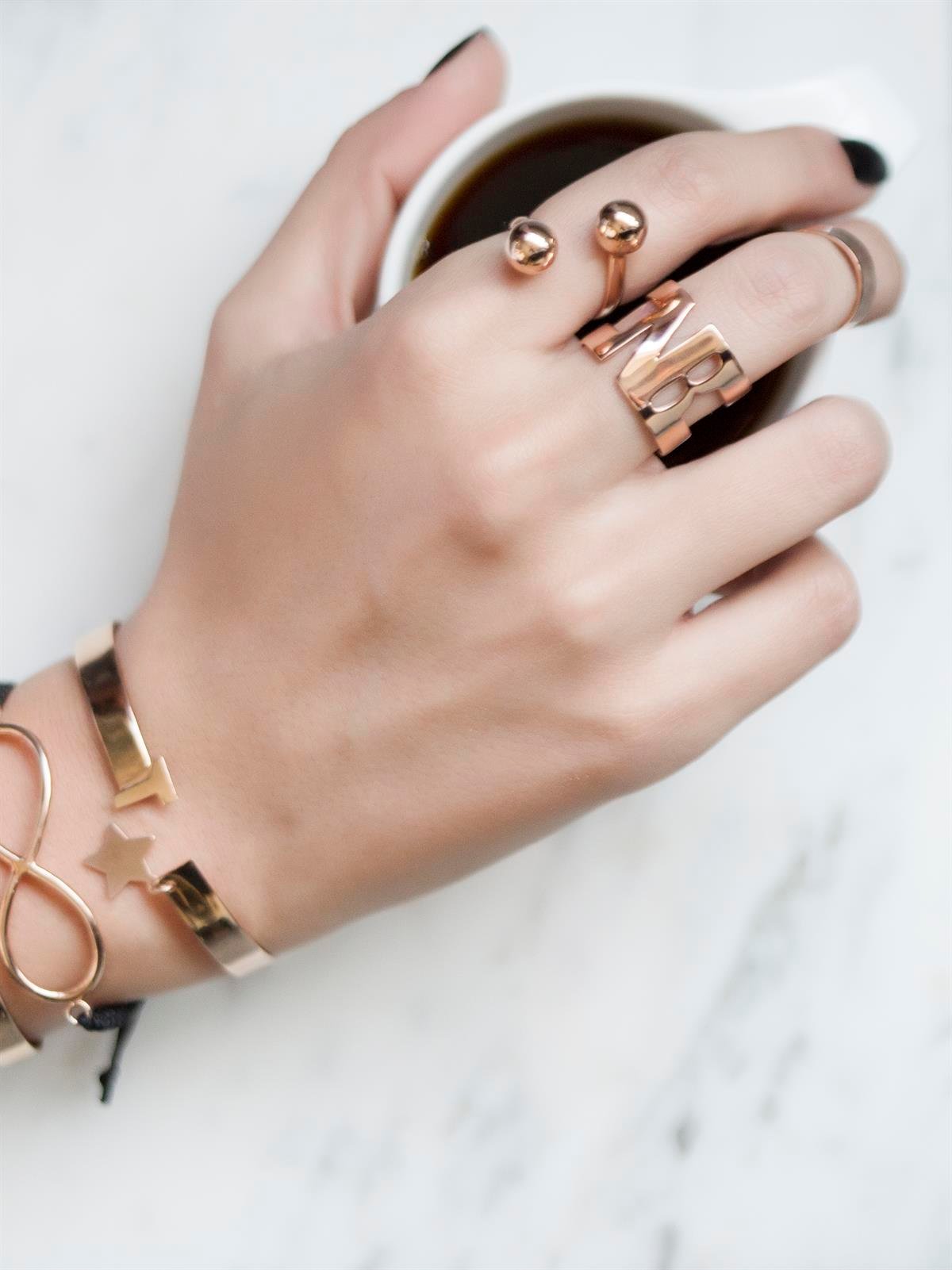 Harf Kesimli Özel Tasarım Yüzük