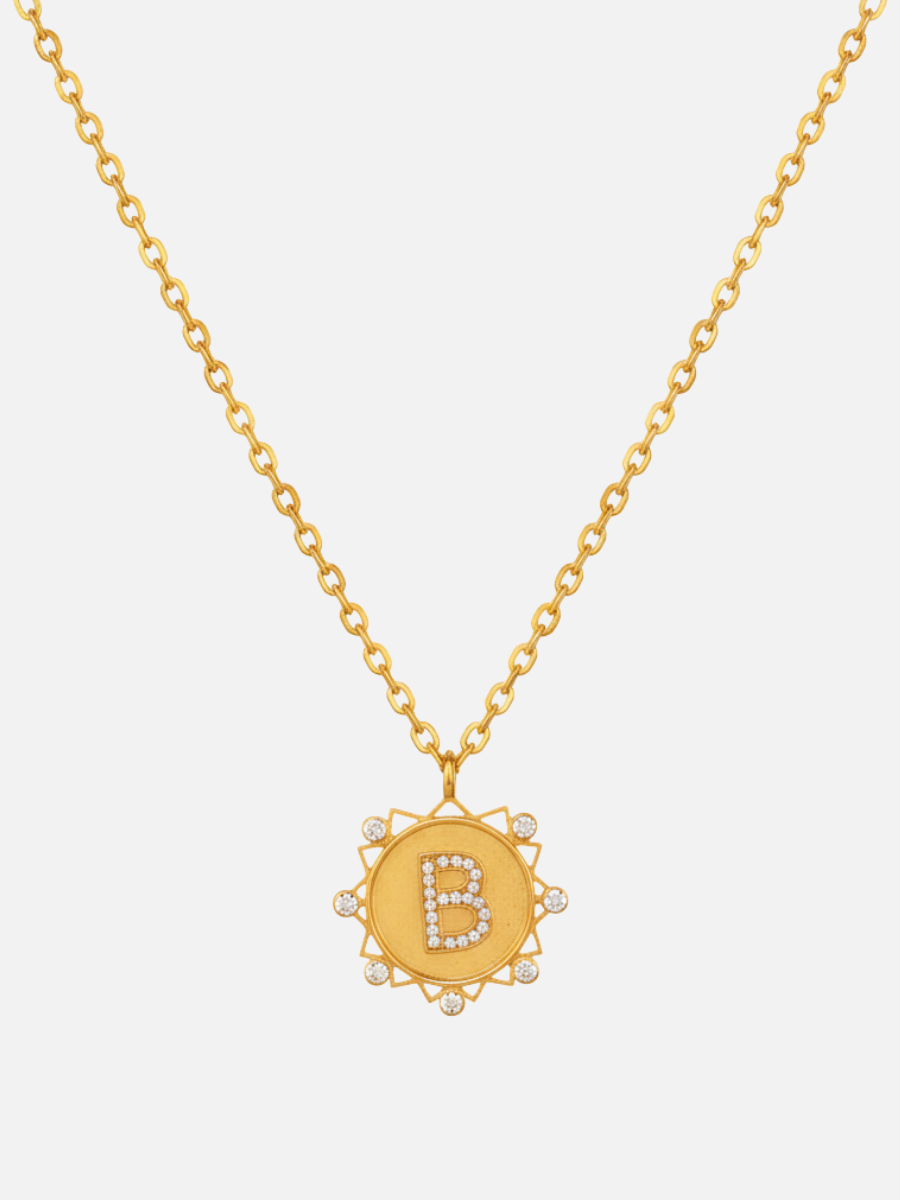 Harf Madalyon Zincir Kolye