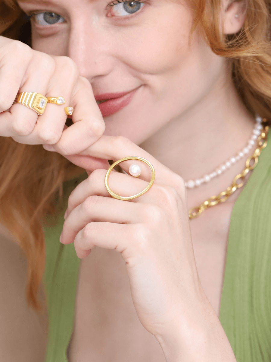 İncili Yuvarlak Yüzük