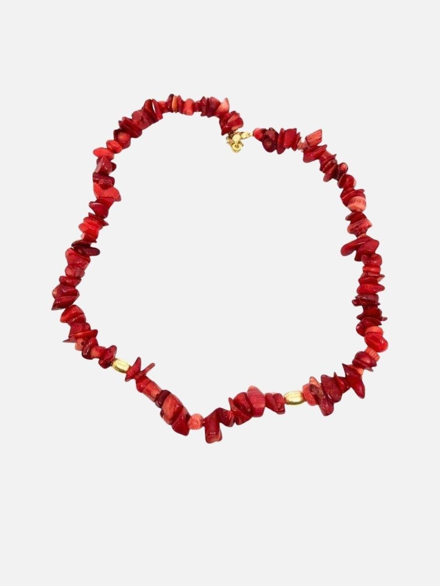 Kırmızı Mercan Gümüş Toplu Kolye