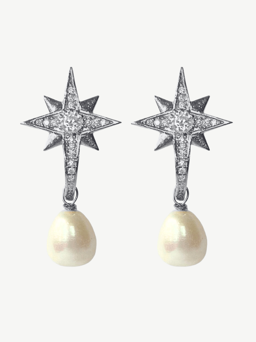 Kutup Yıldızı İncili Küpe