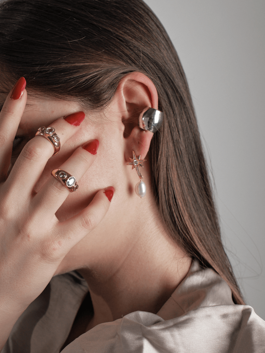 Kutup Yıldızı İncili Küpe