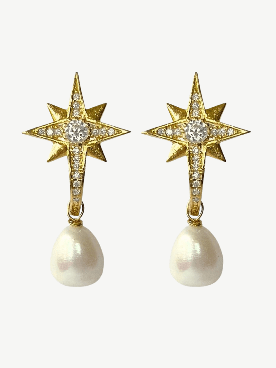 Kutup Yıldızı İncili Küpe