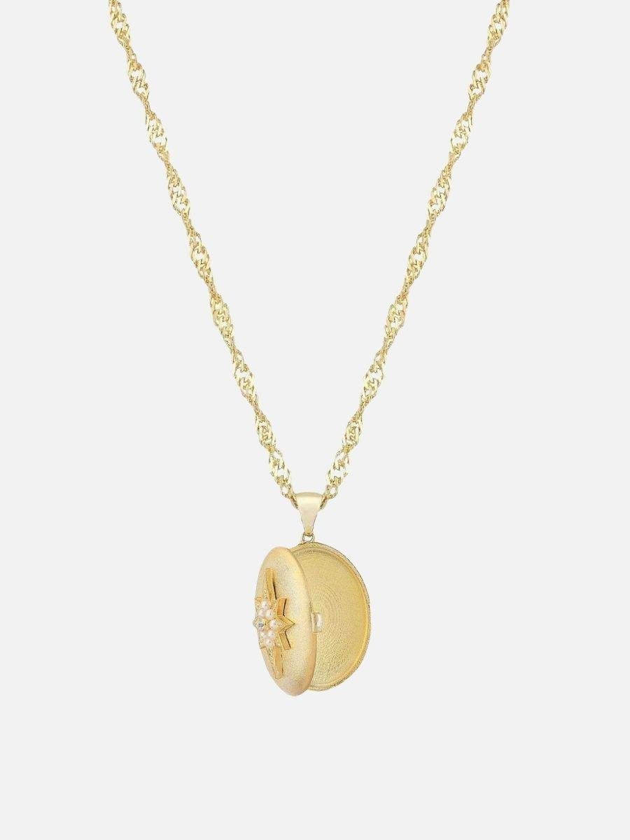 Kutup Yıldızı İncili Madalyon Kolye