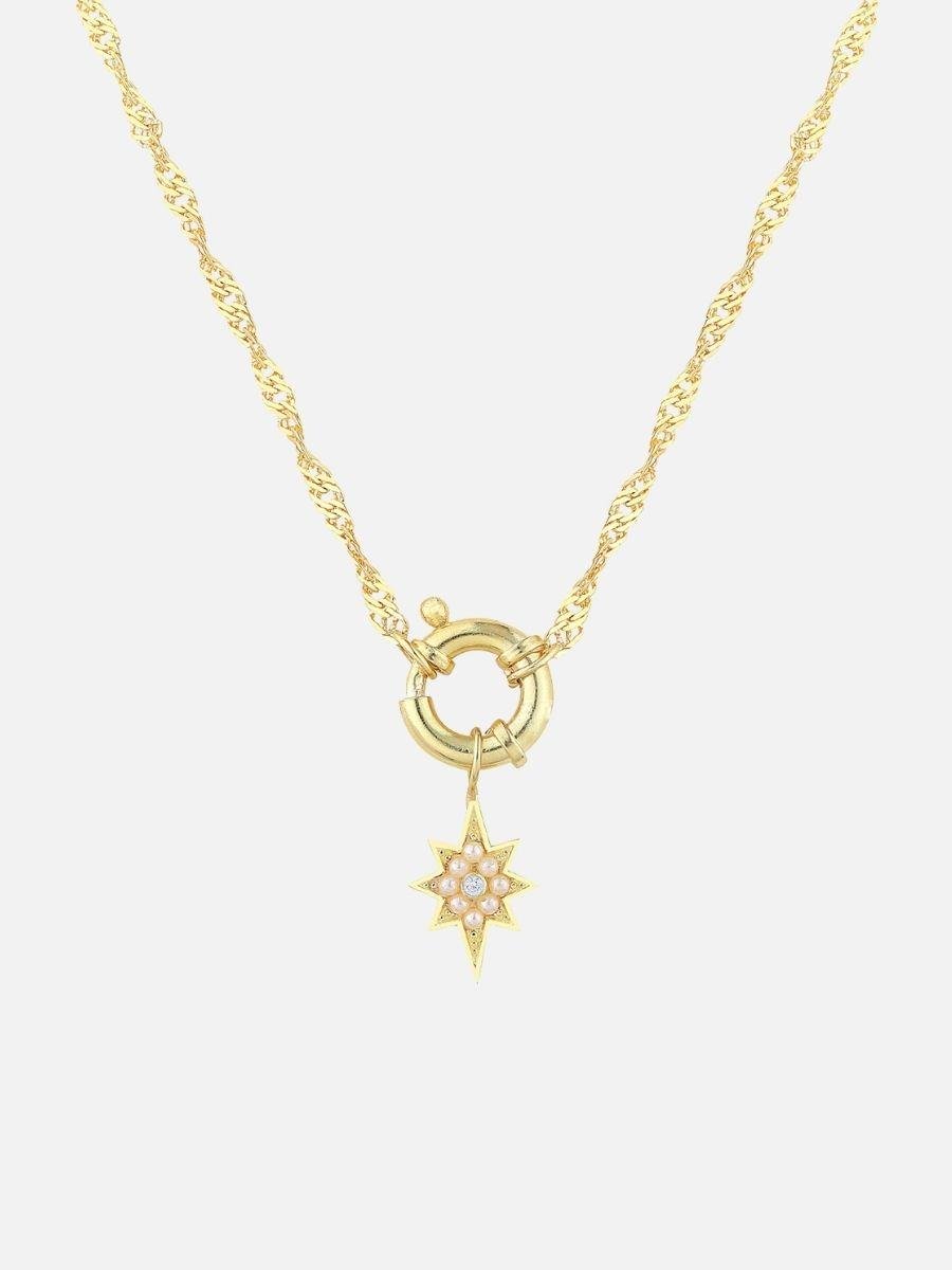 Kutup Yıldızı Kilitli İncili Kolye