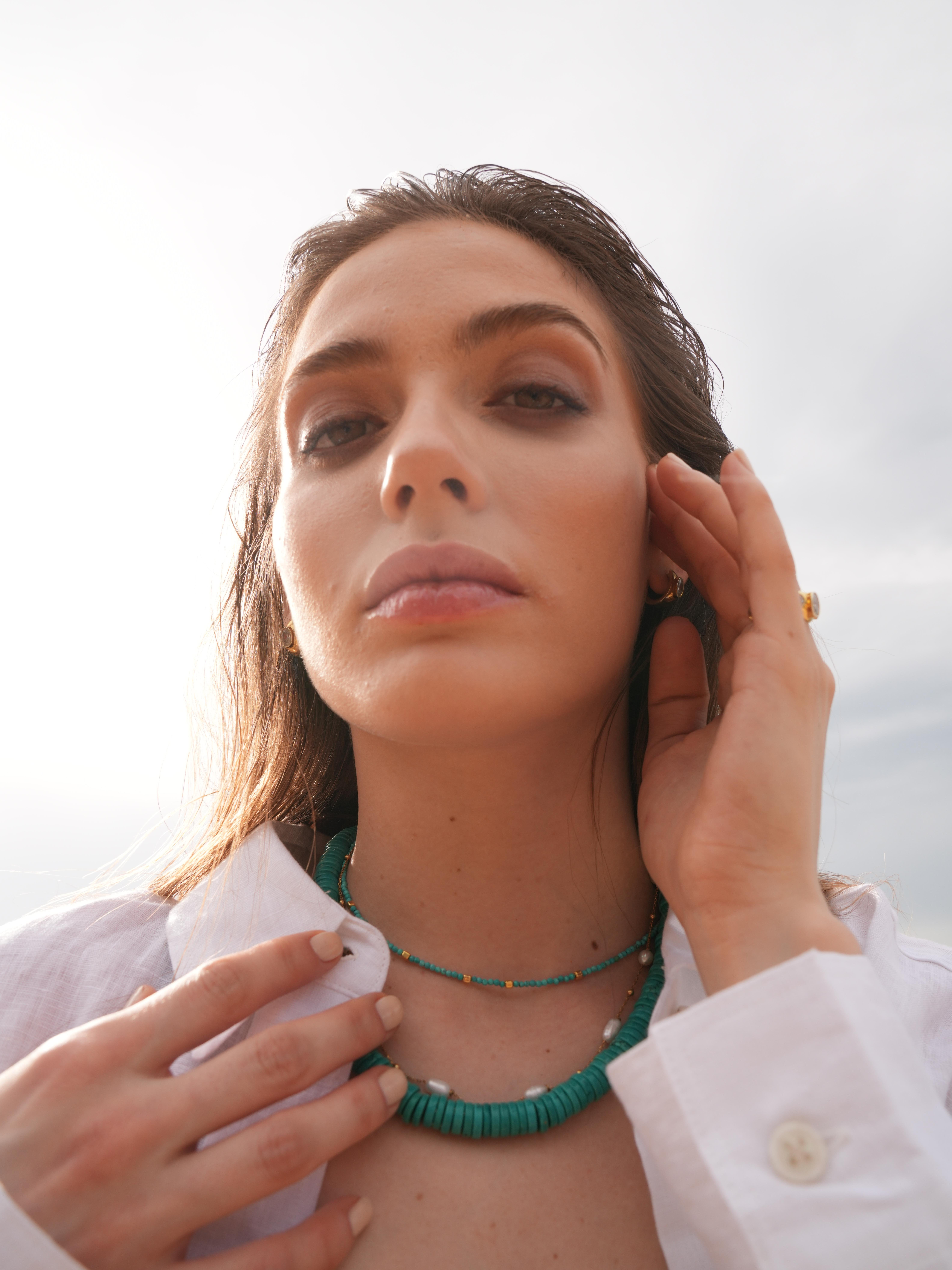 Lana Turkuaz Küçük Toplu Kolye - 925 Ayar Gümüş