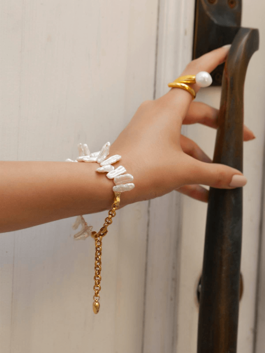 Lav İncili Zincir Bileklik