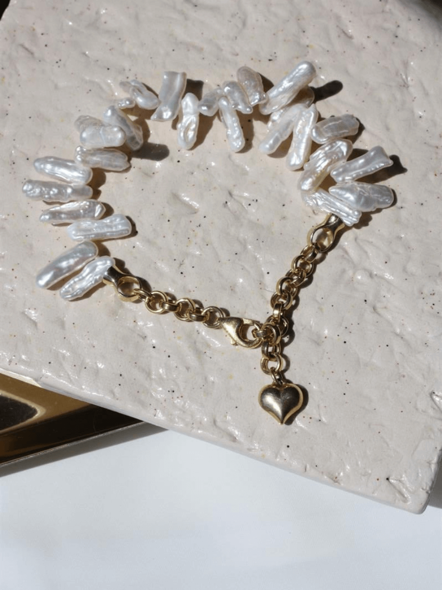 Lav İncili Zincir Bileklik