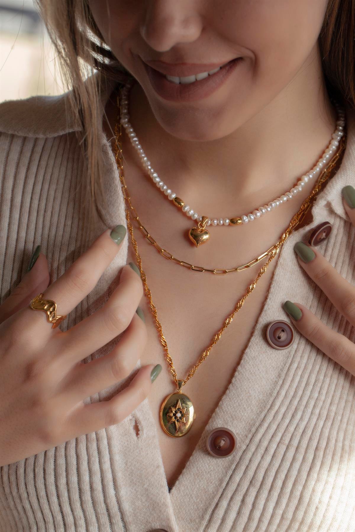 Letsy Kalp İnci Kolye