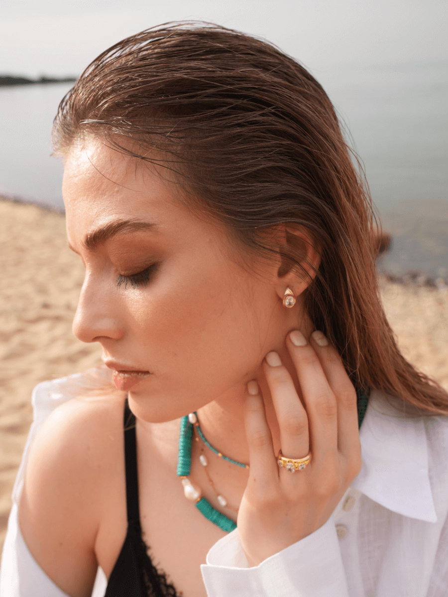 Lina Damla Taşlı Küpe