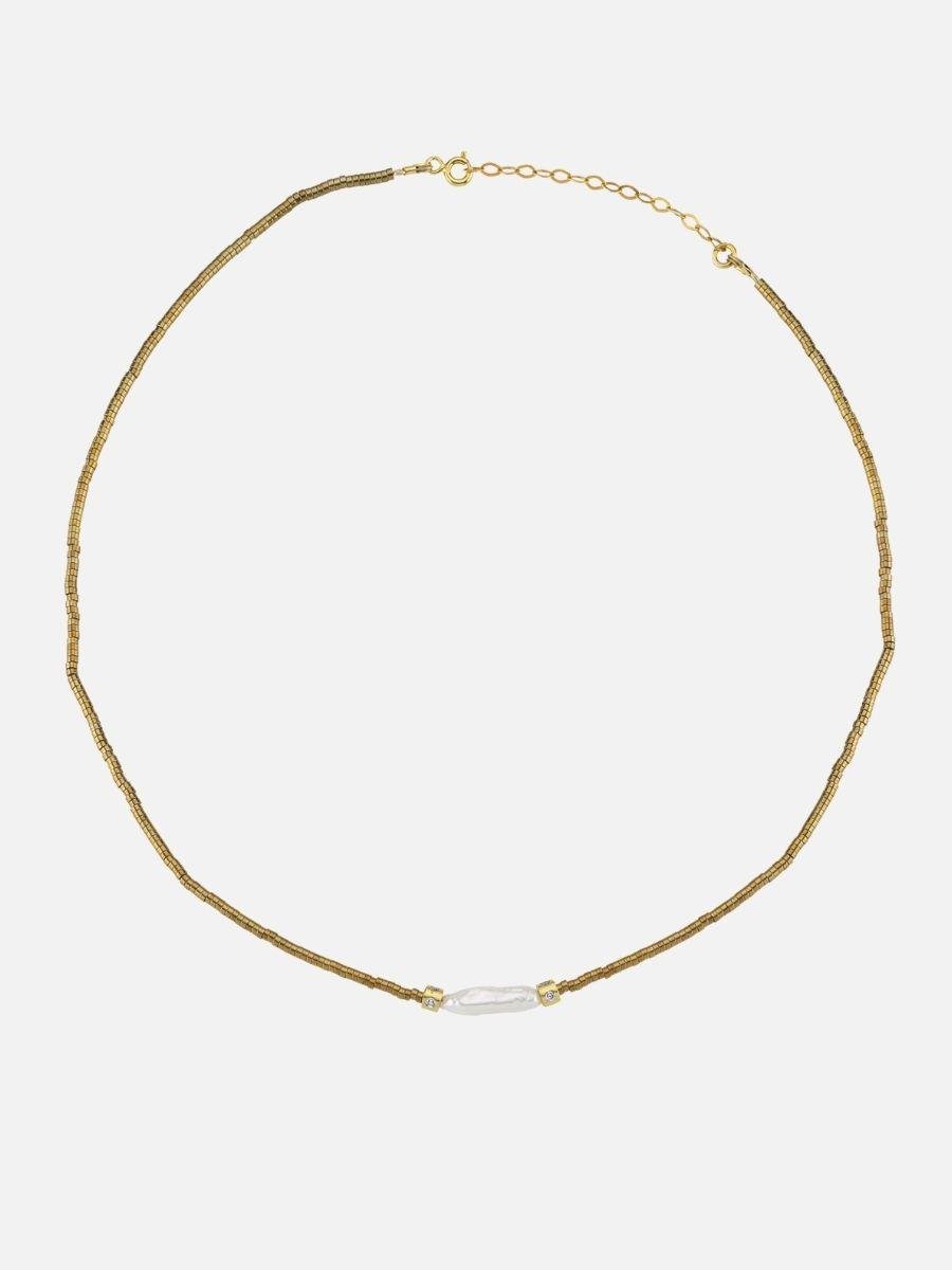 Lyris İncili Hematit Taşlı Kolye