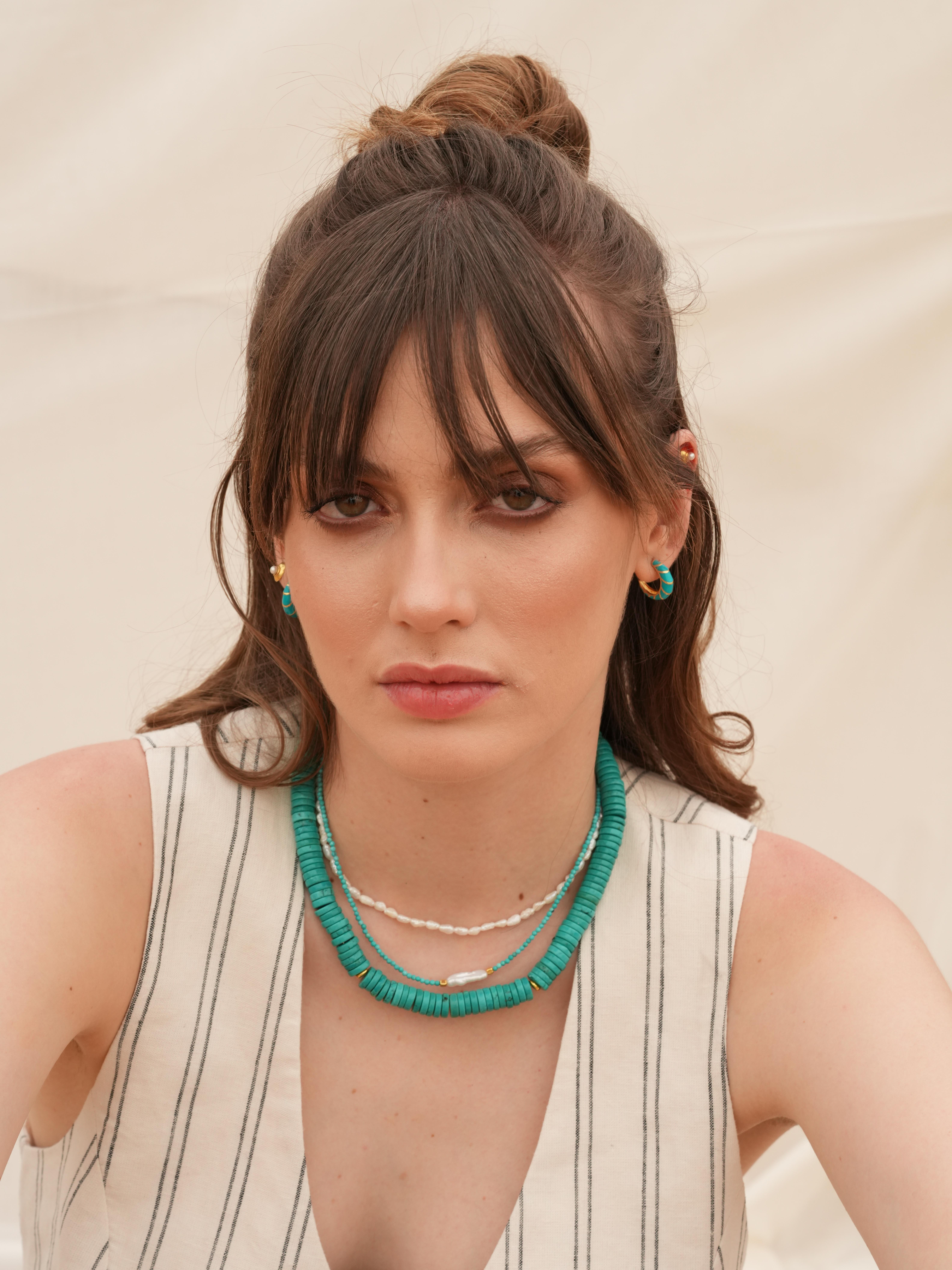 Meg Turkuaz Küçük İncili Kolye - 925 Ayar Gümüş