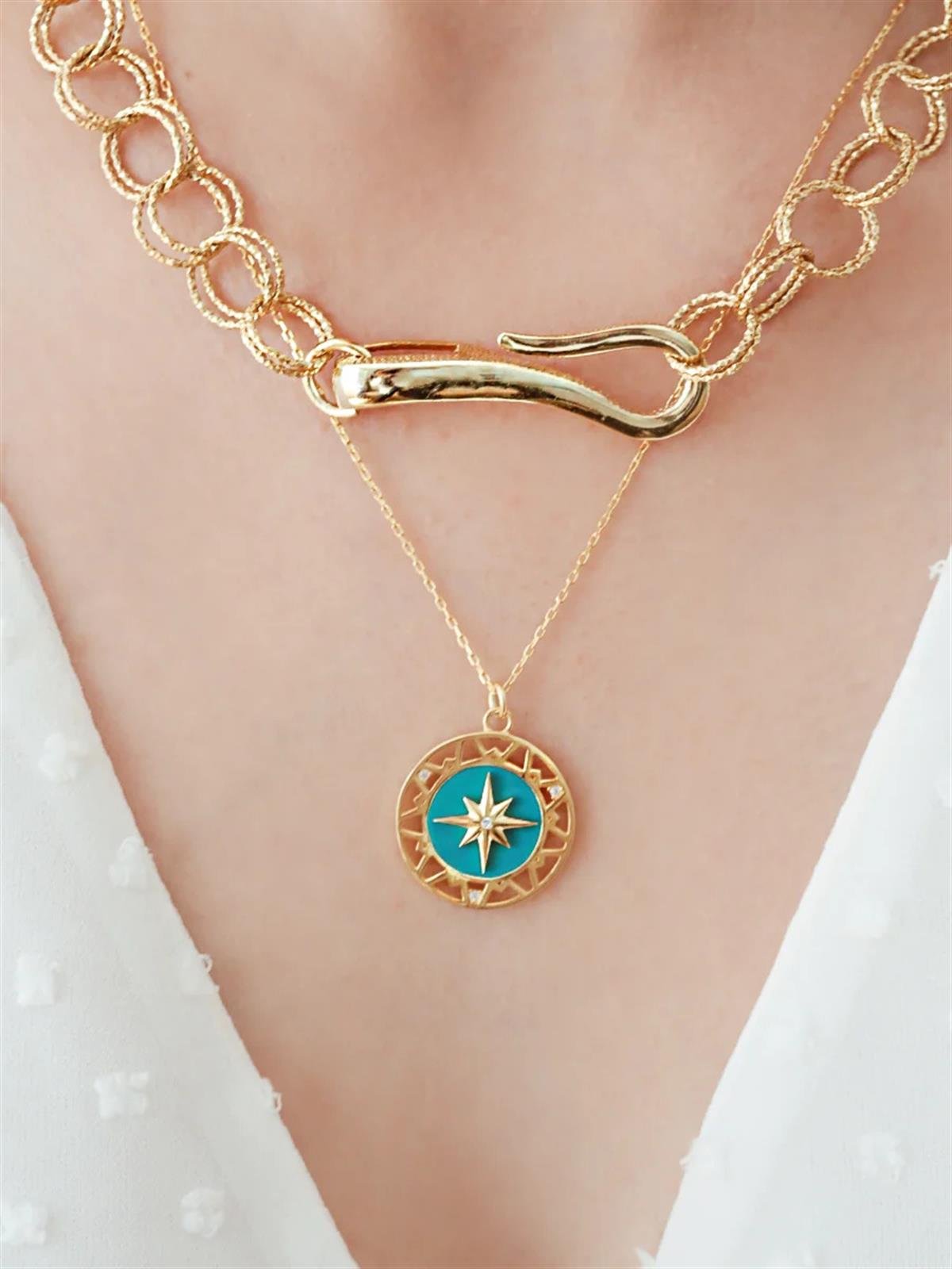 Mineli Kutup Yıldız Kolye