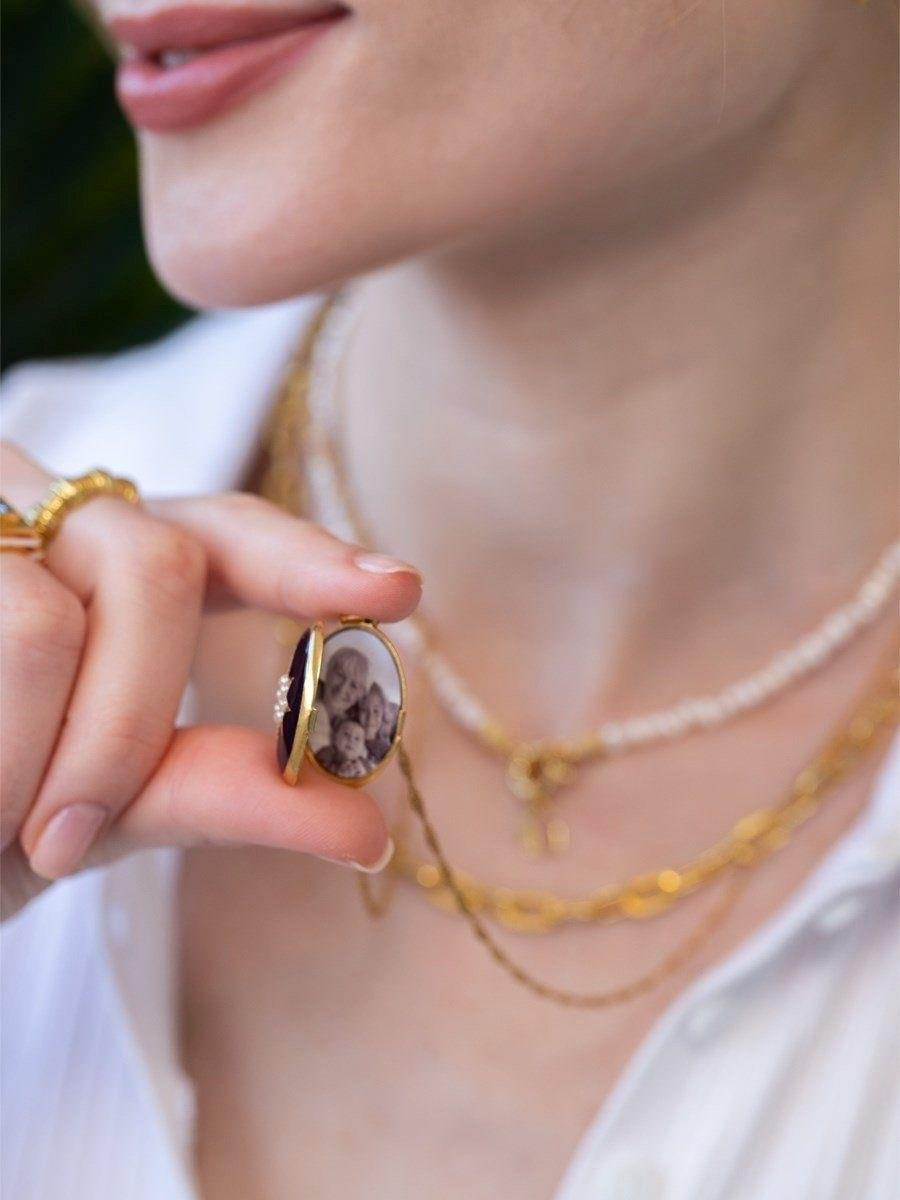 Mineli Kutup Yıldızı Madalyon Kolye