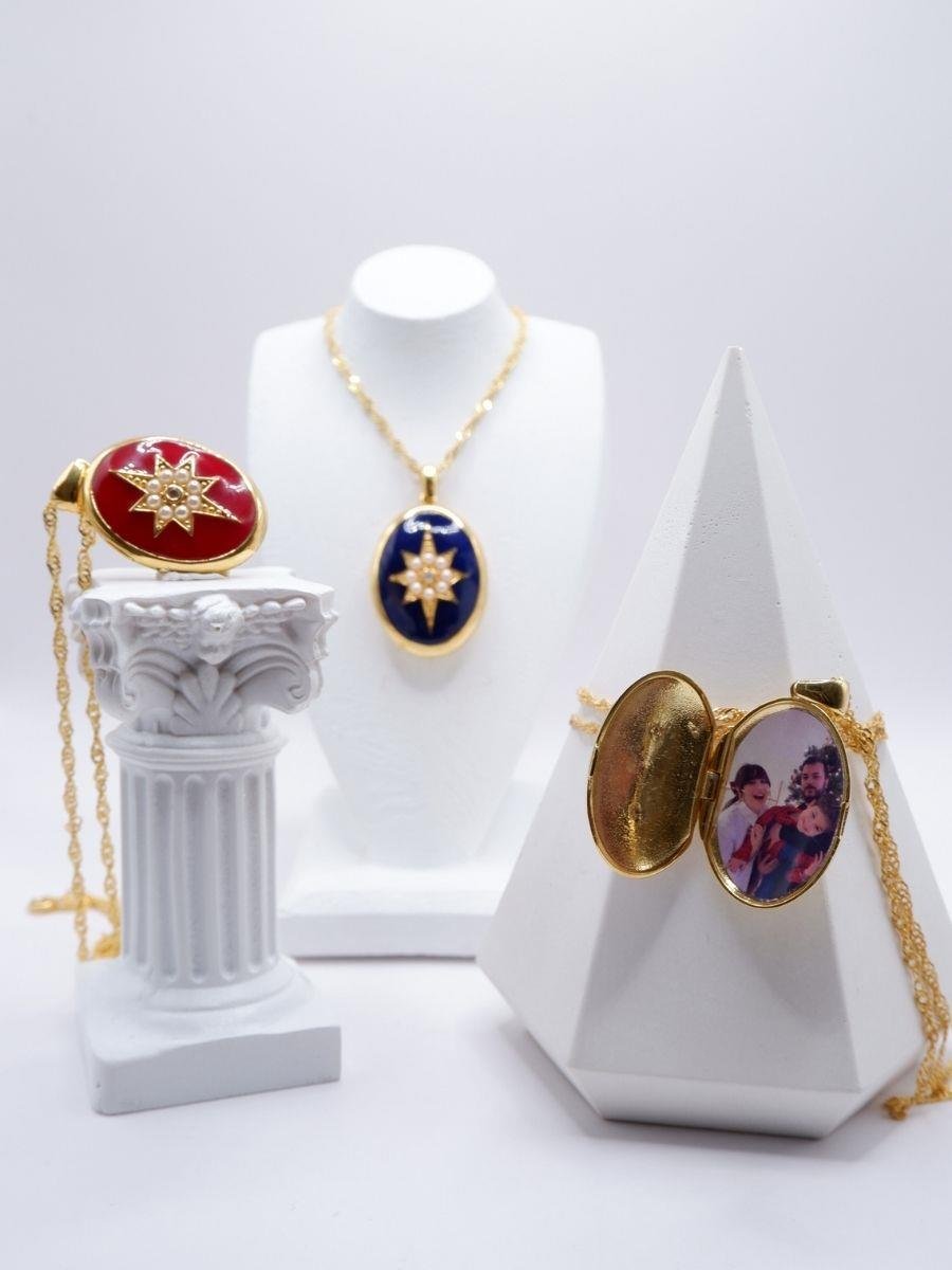 Mineli Kutup Yıldızı Madalyon Kolye