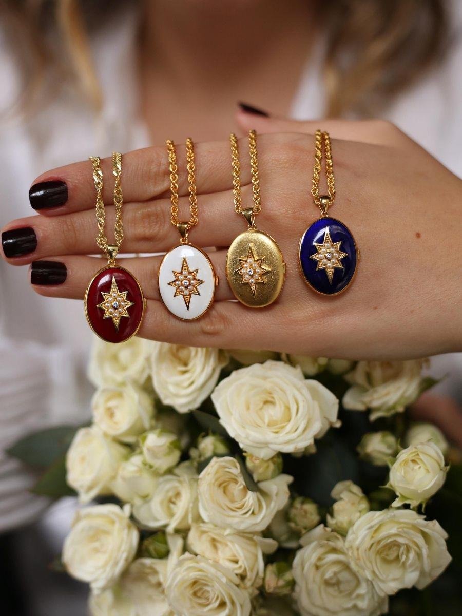 Mineli Kutup Yıldızı Madalyon Kolye