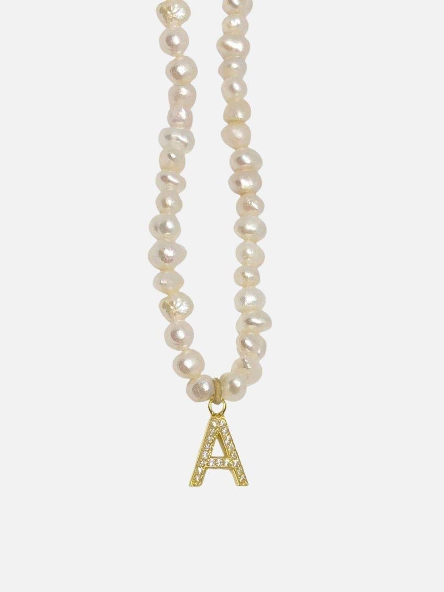 Mono Harfli İnci Kolye A harfi