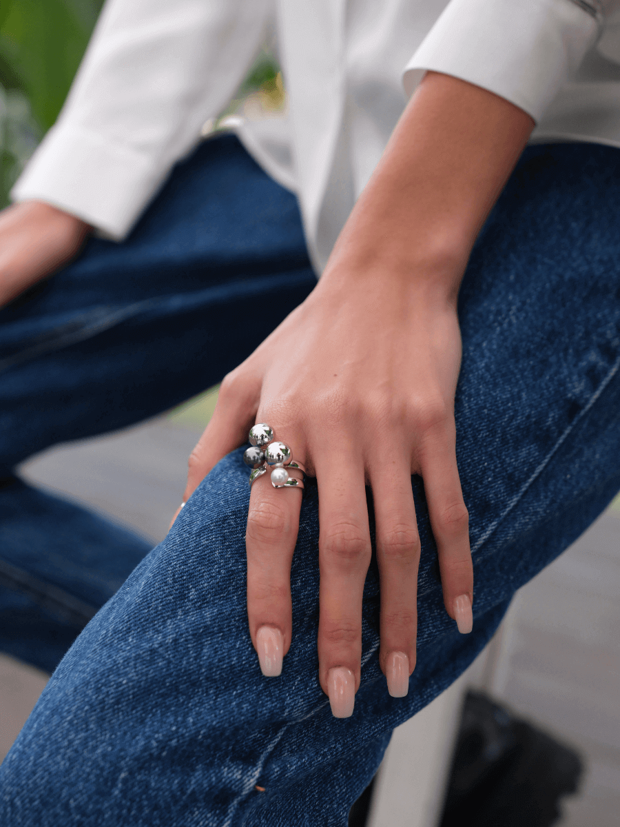 Nera Gri İnci Yüzük 