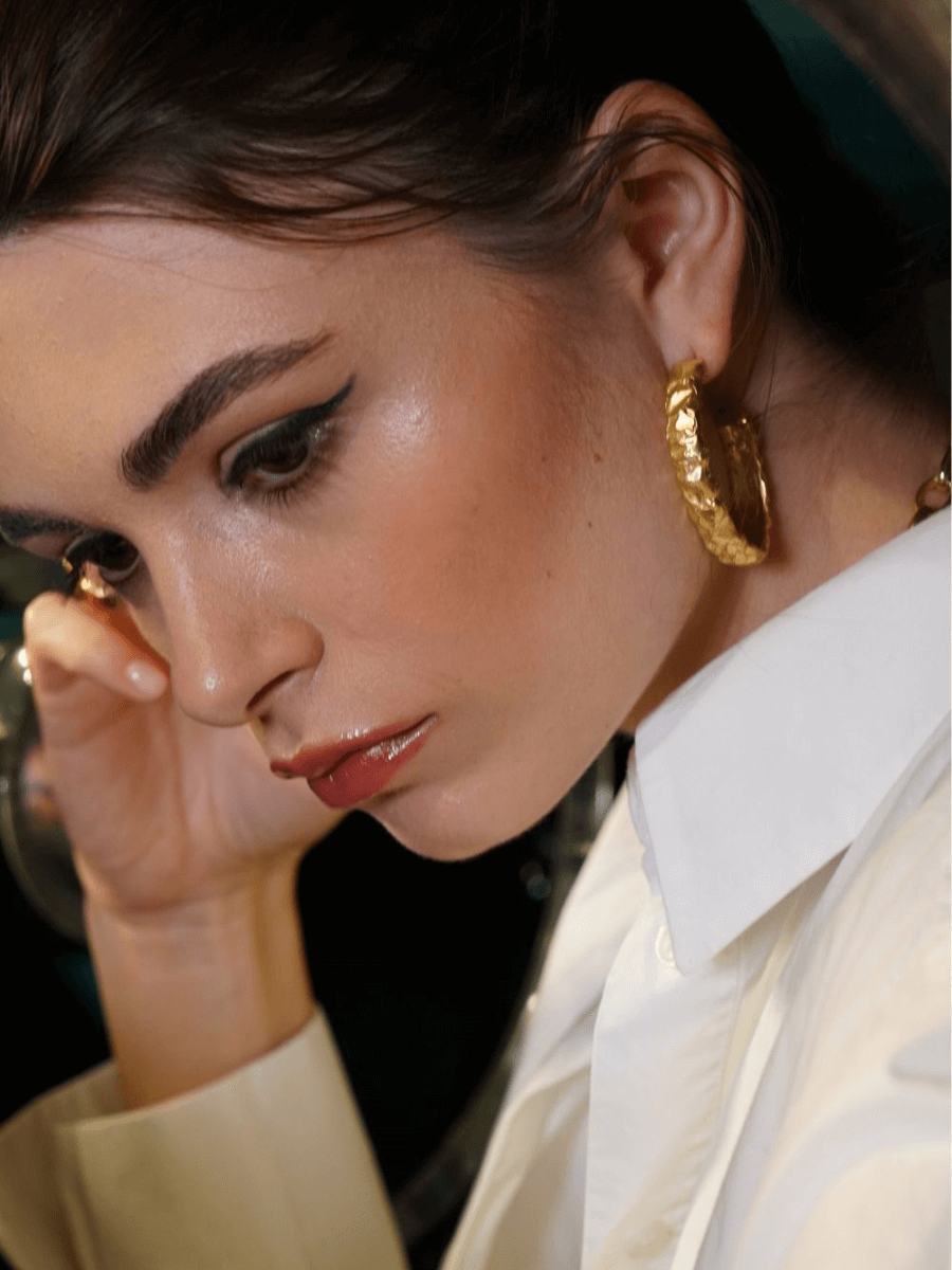 Rara Amorf Yarım Oval Küpe