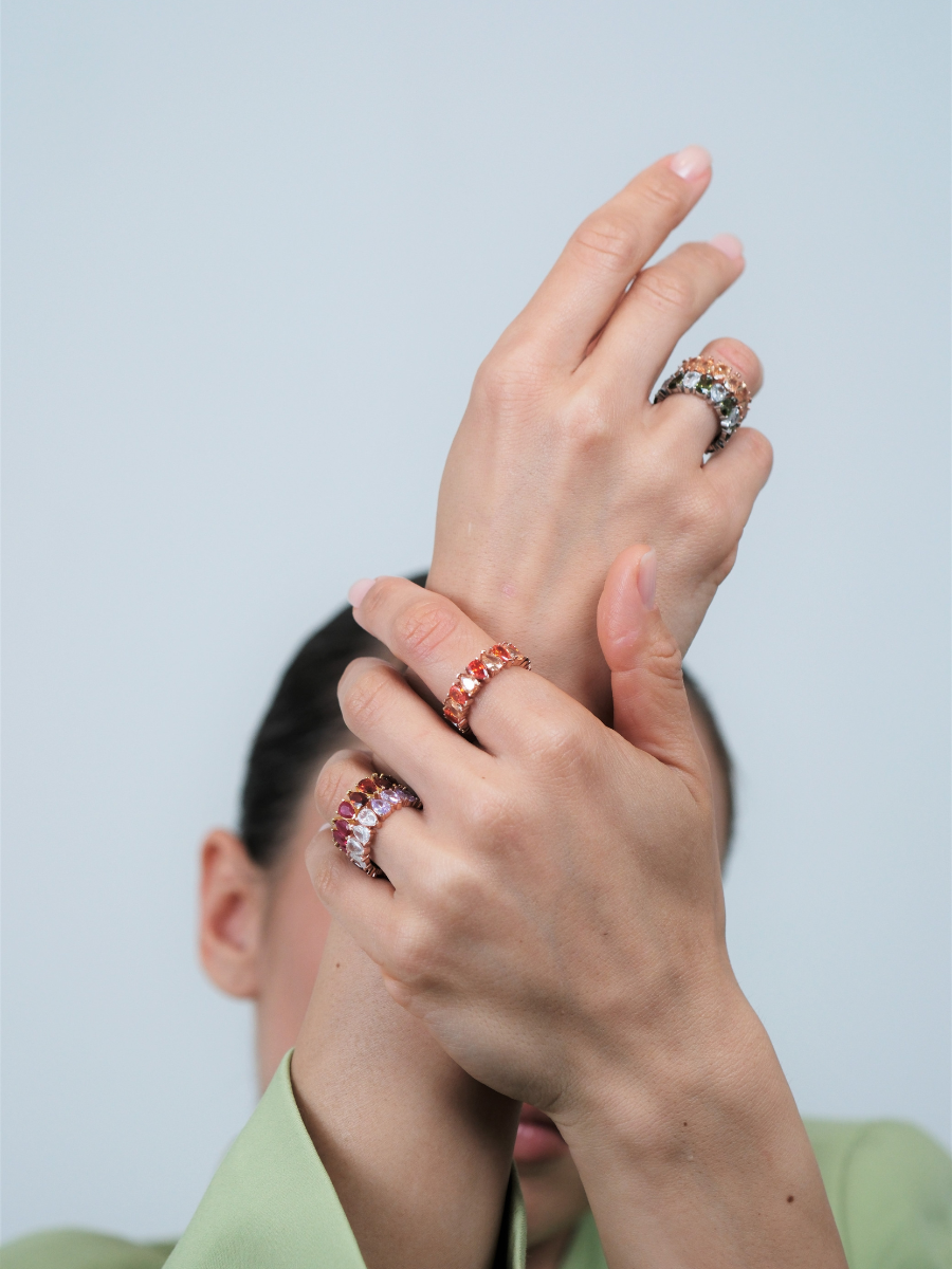 Renkli Damla Taşlı Yüzük