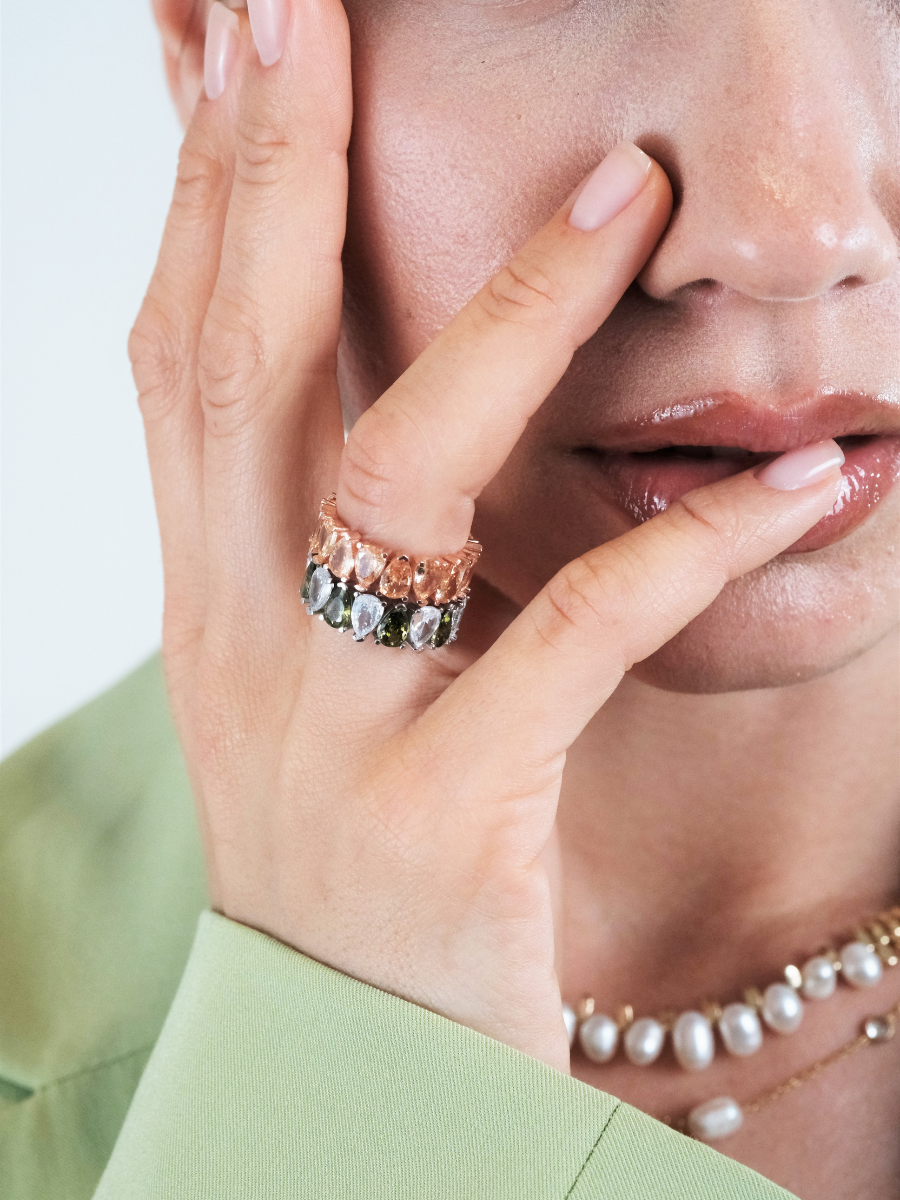 Renkli Damla Taşlı Yüzük