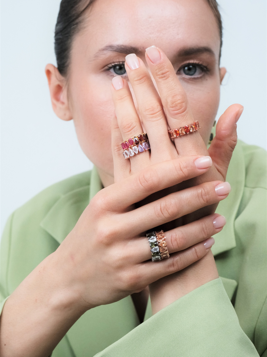 Renkli Damla Taşlı Yüzük