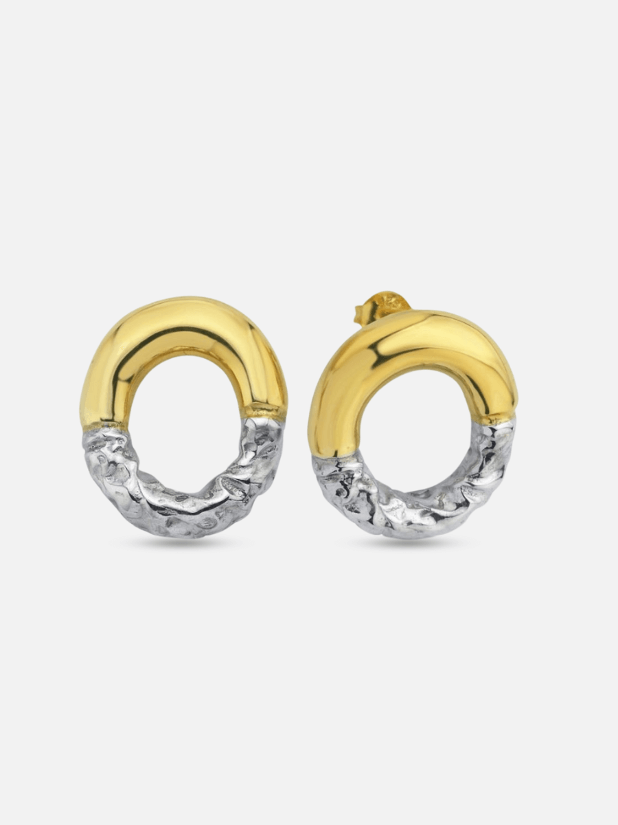 Rety Çift Renk Oval Küpe