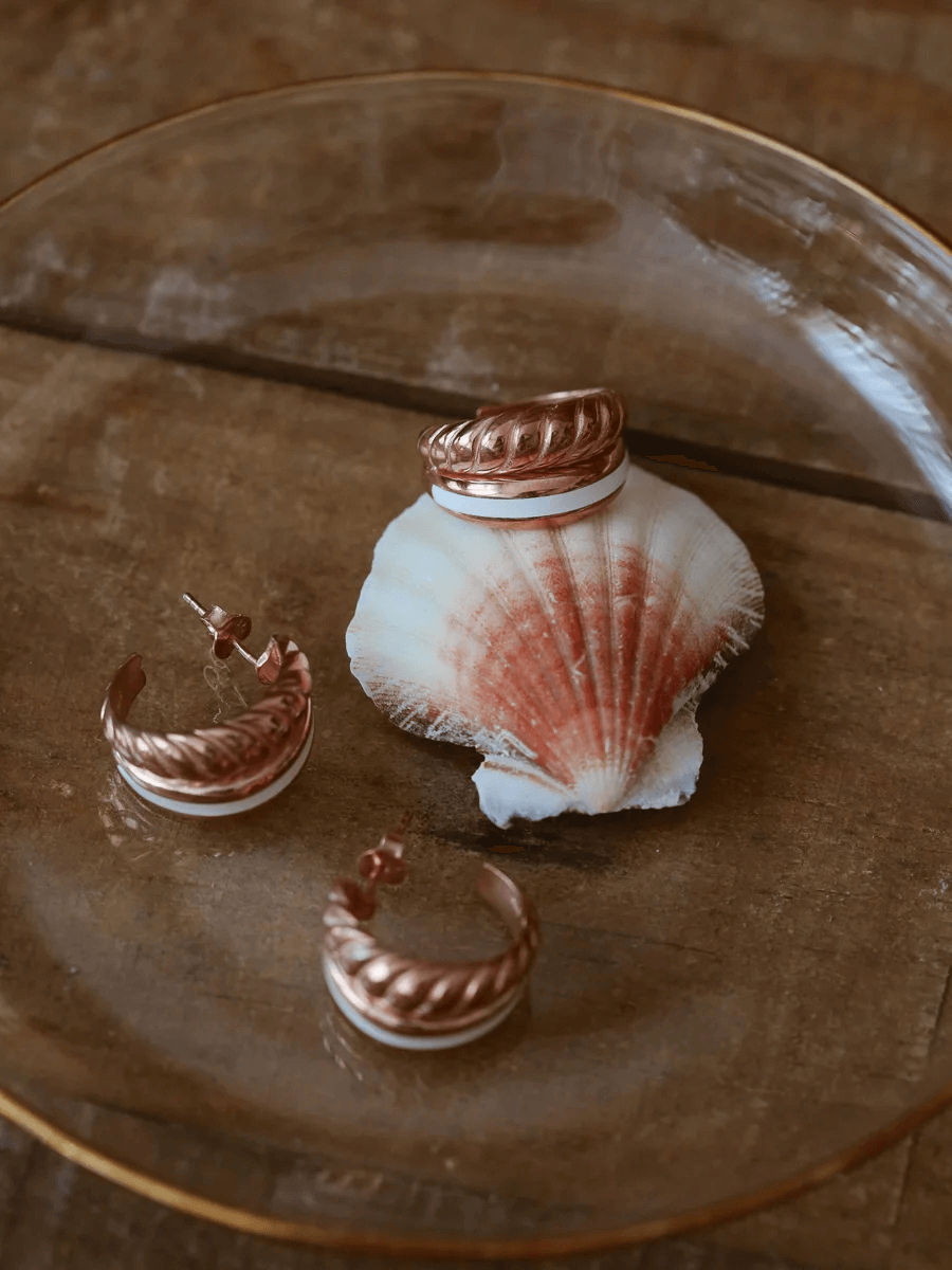 Rosa Mineli Halka Küpe