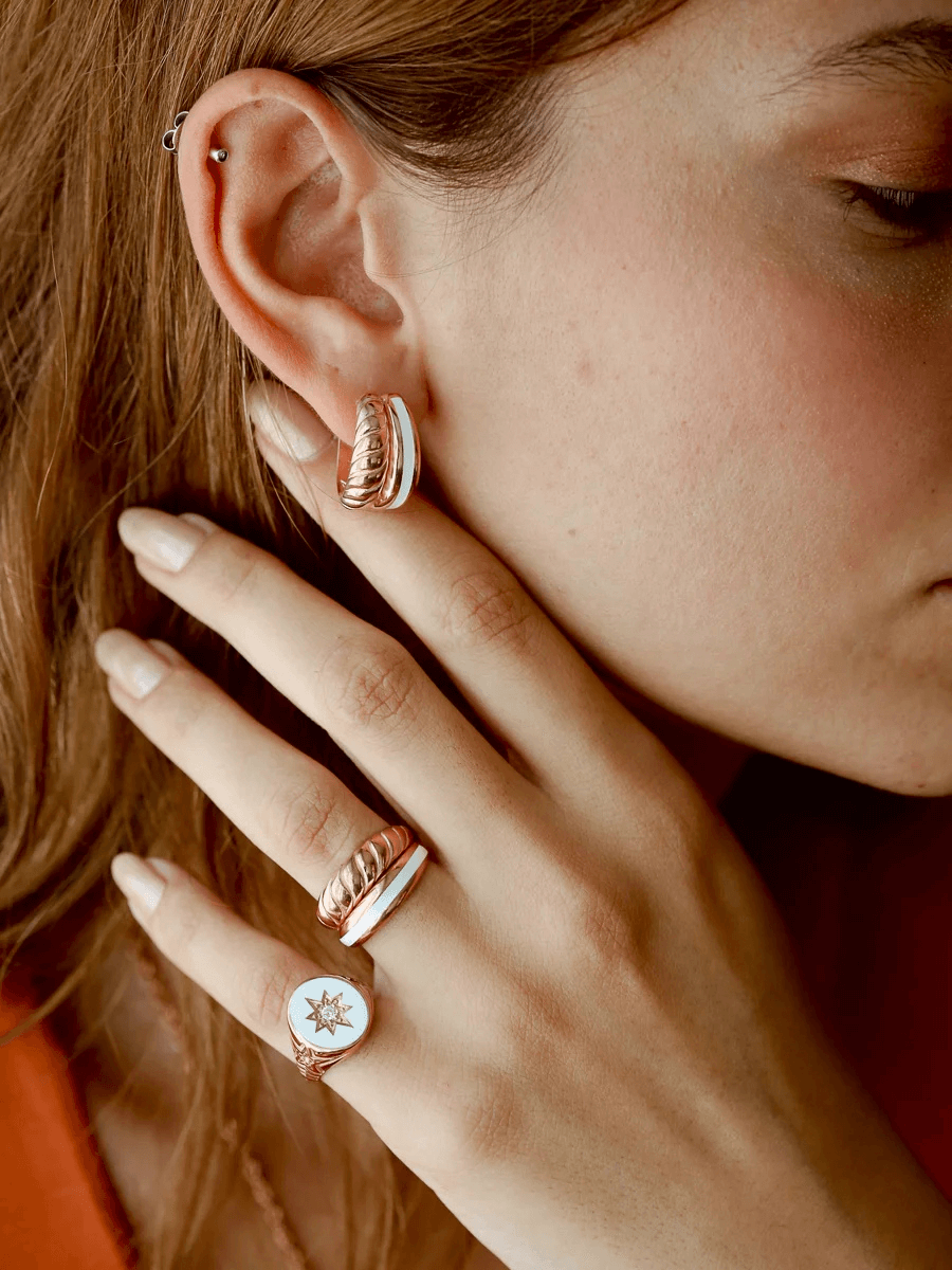 Rosa Mineli Halka Küpe