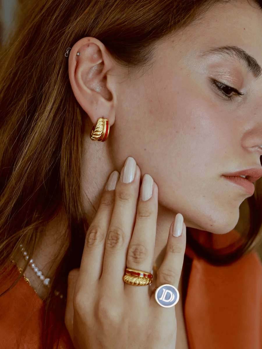 Rosa Mineli Halka Küpe