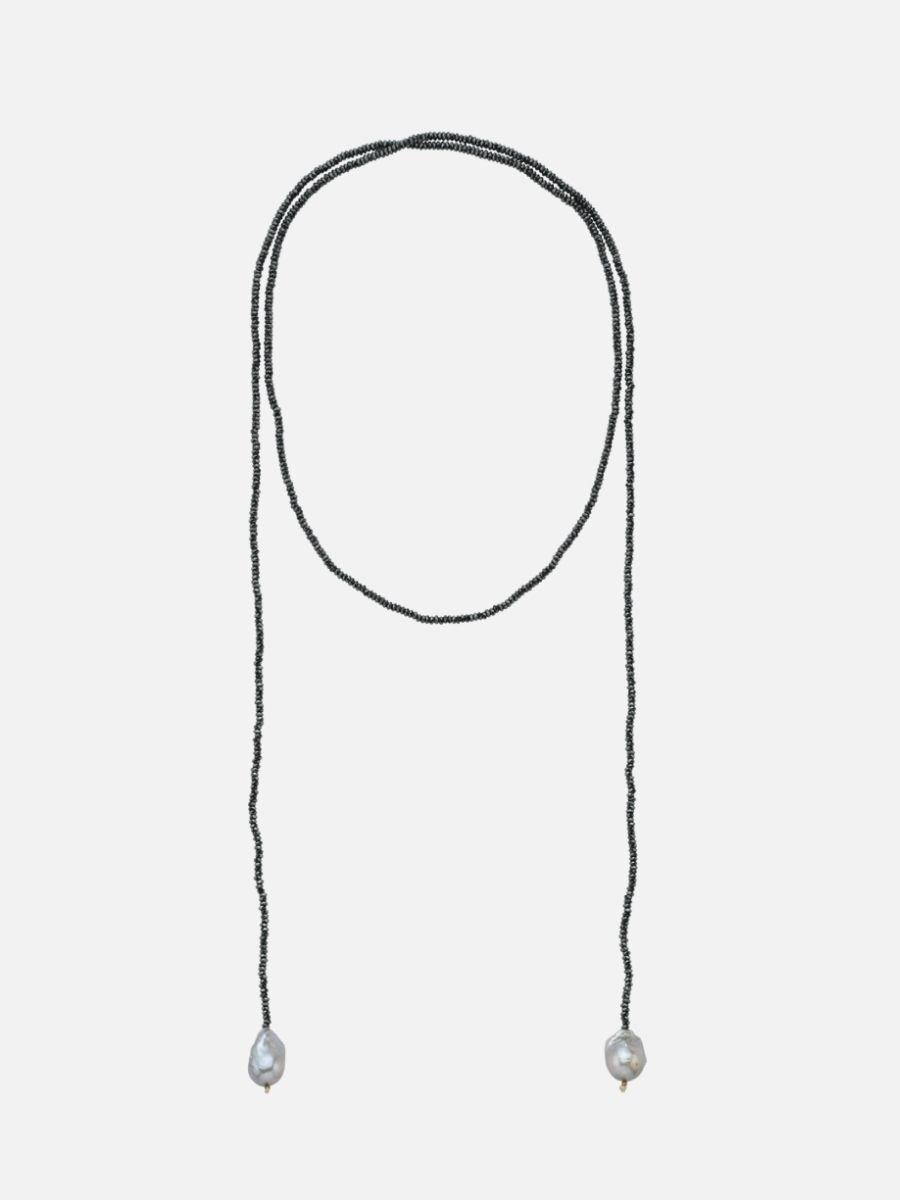 Sedna Barok İncili Hematit Taşlı Uzun Kolye