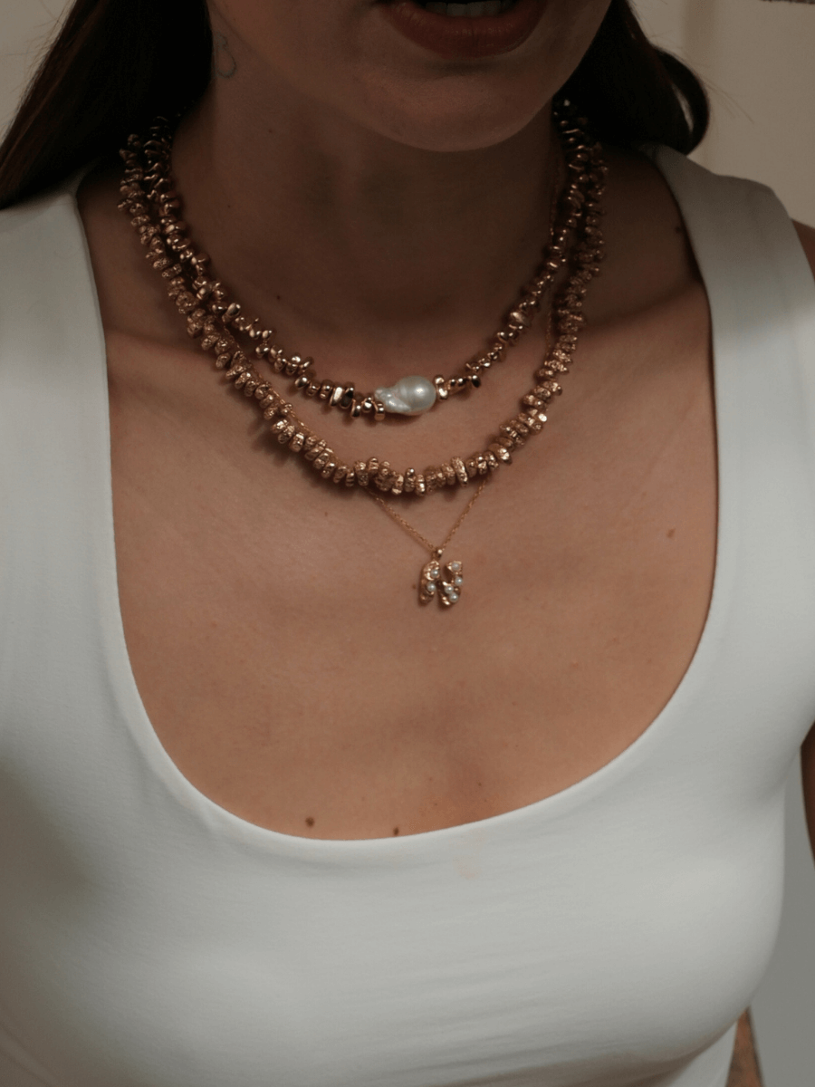 Sirius Barok İncili Hematit Taşlı Kolye