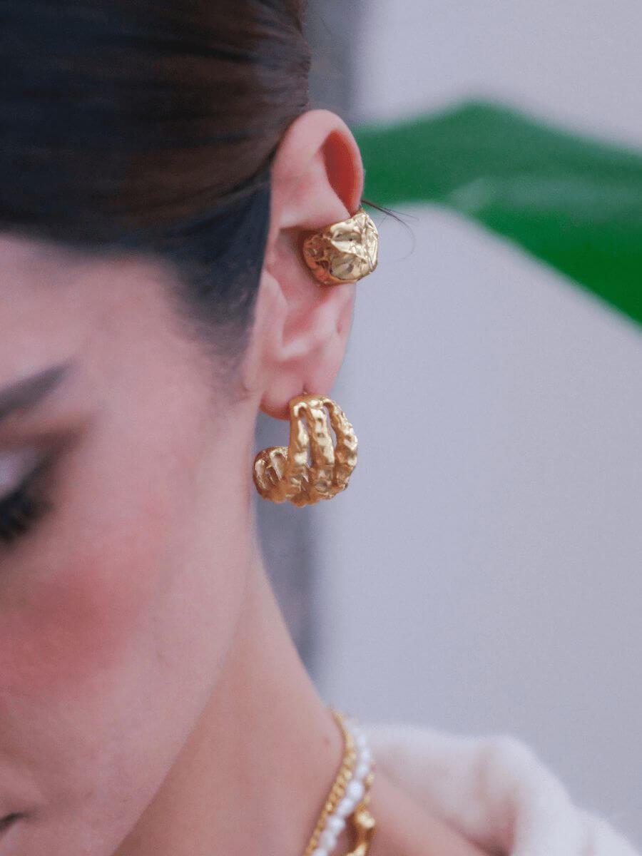 Terty Amorf Üçlü Halka Küpe