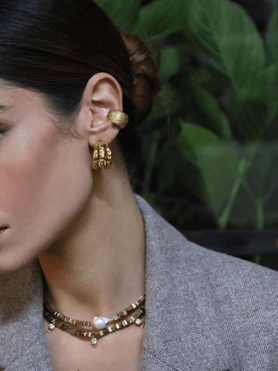 Terty Amorf Üçlü Halka Küpe