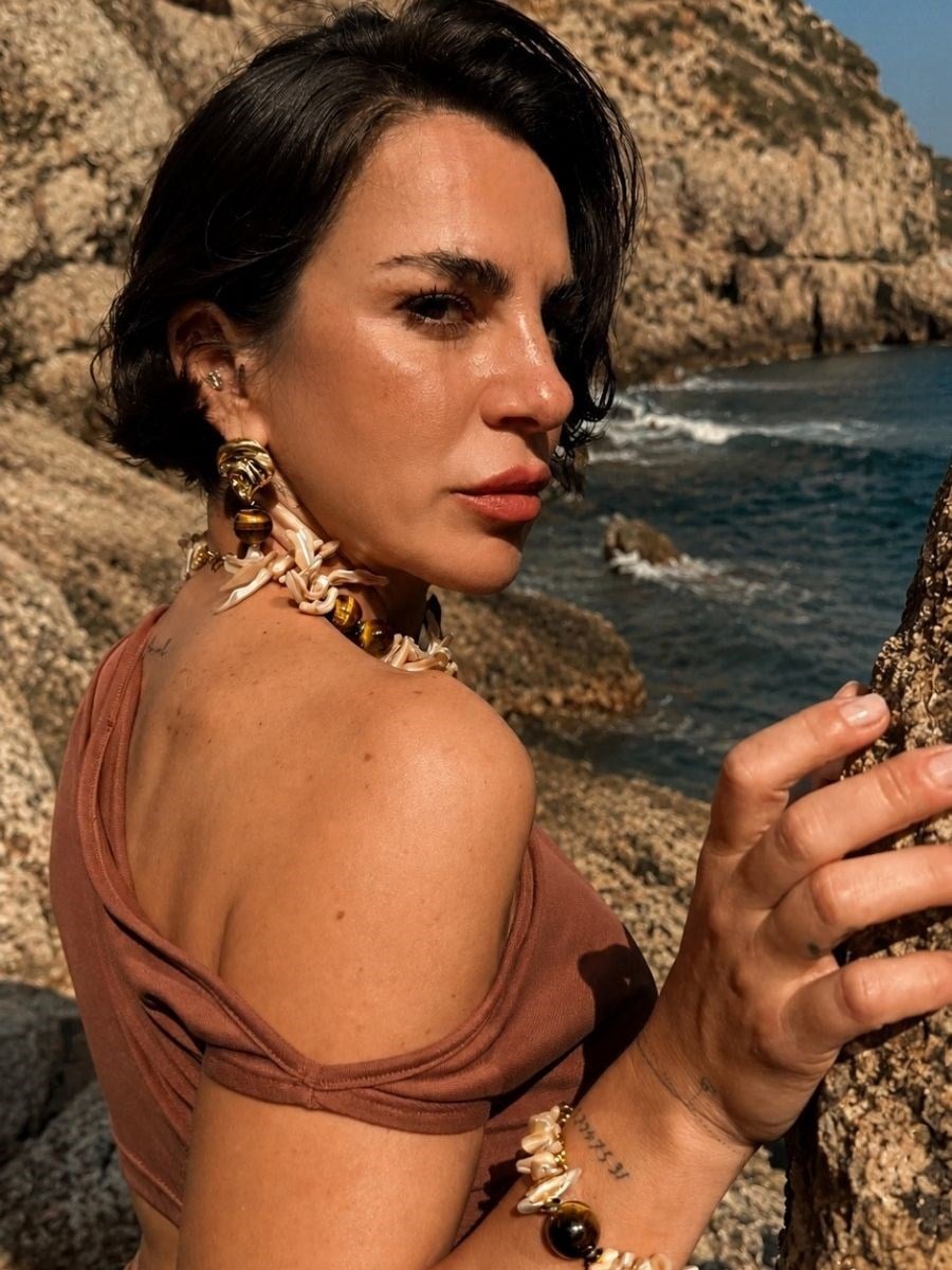 Tigris Sallantılı Amorf Kaplan Gözü Küpe